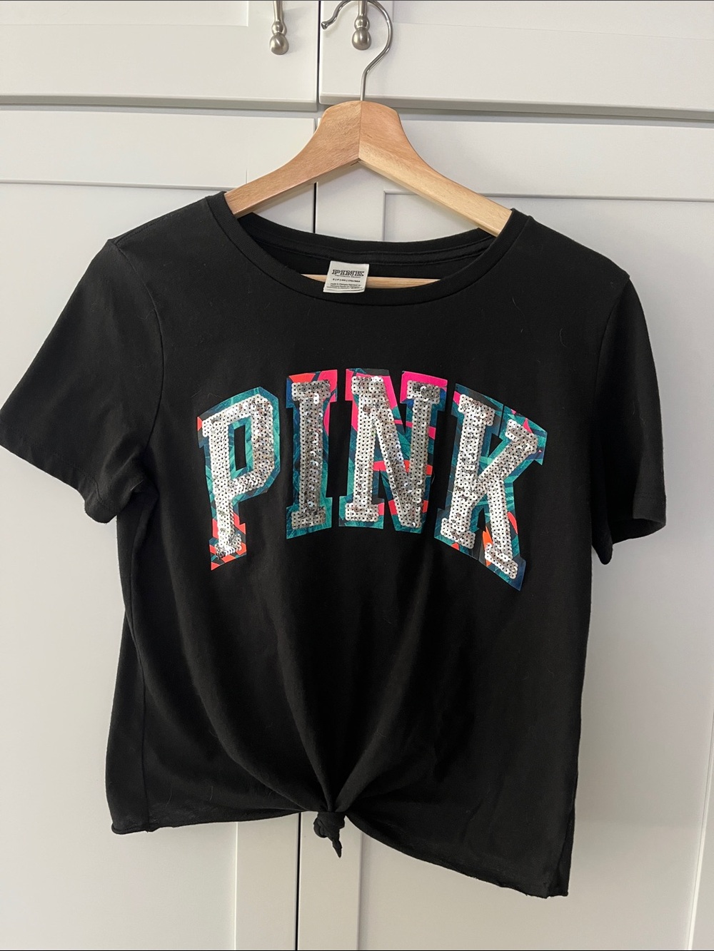 PINK Victoria's Secret Black Tee with Branded Neck Tag